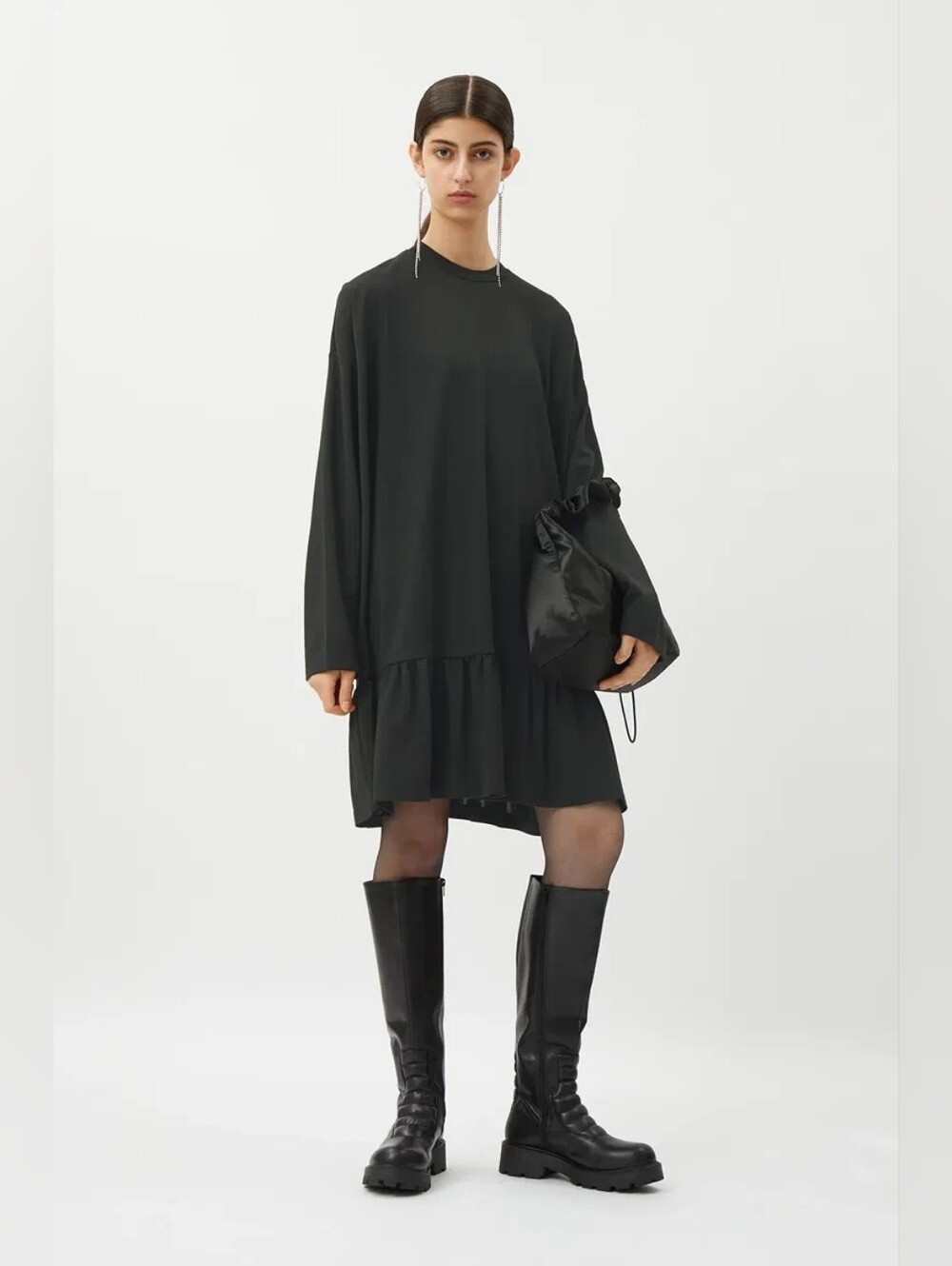 NWT Weekday Erina Long Sleeve Dress, Black, Size M